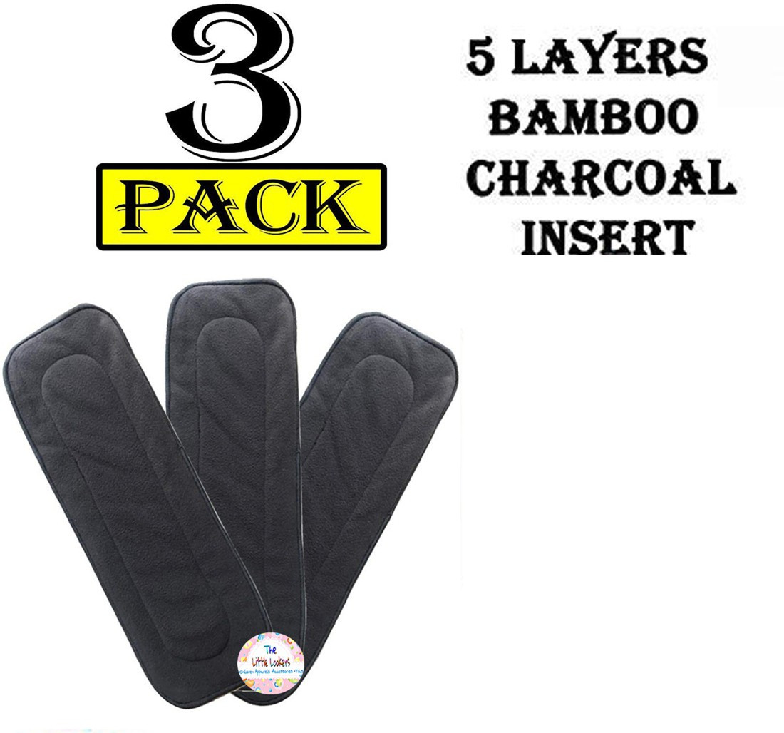 the little lookers 3 Layer Bamboo Charcoal Inserts Liners Natures Cloth Diaper Liner, Wetfree Reusable Washable Cotton Diaper Nappy Inserts for Baby Nappy image 1