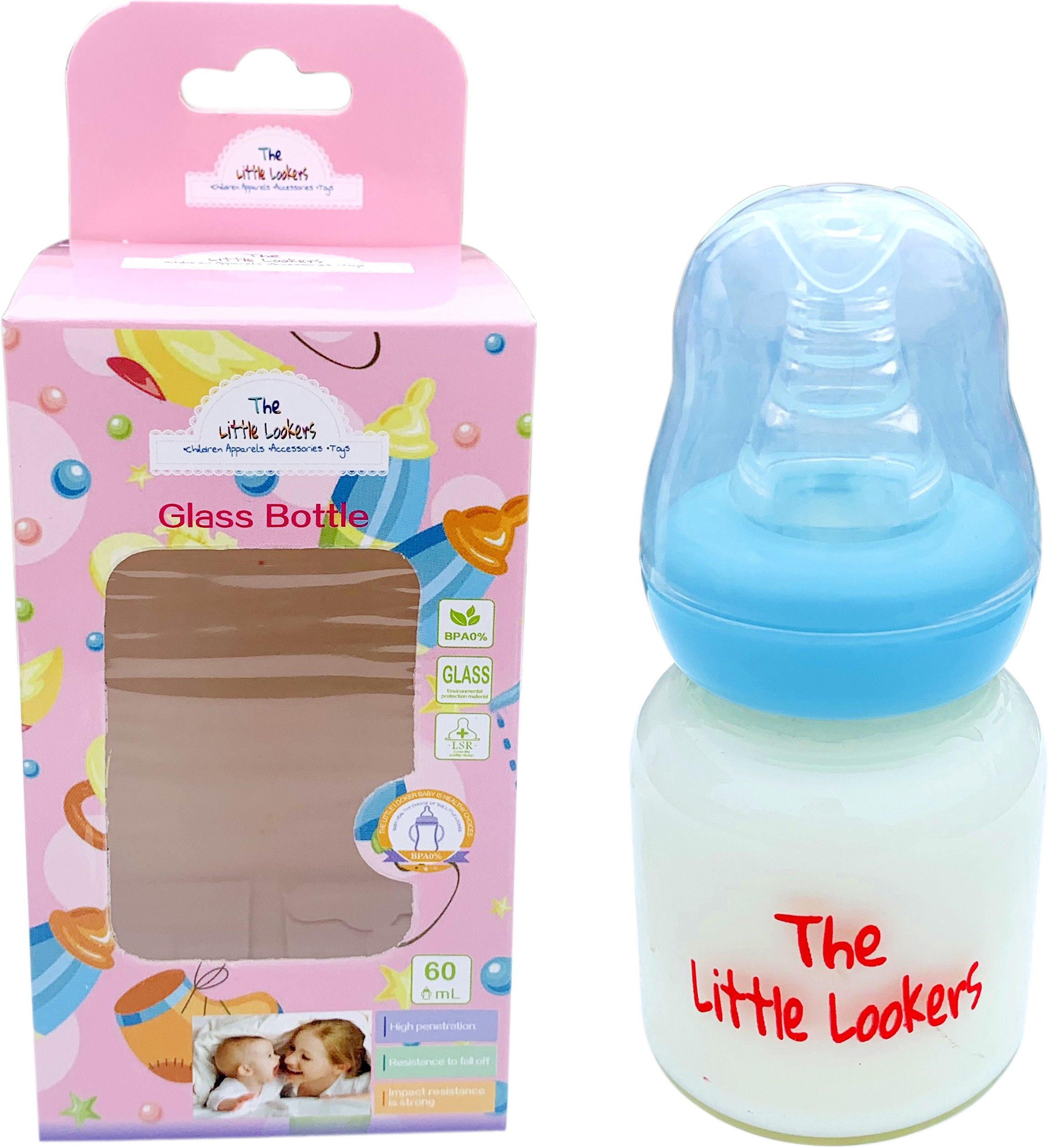 the little lookers Glass Feeding Bottle for Newborn Baby | Crystal Diamond Glass Feeders ('BLUE', 60 ML) - 60 ml-picture-14