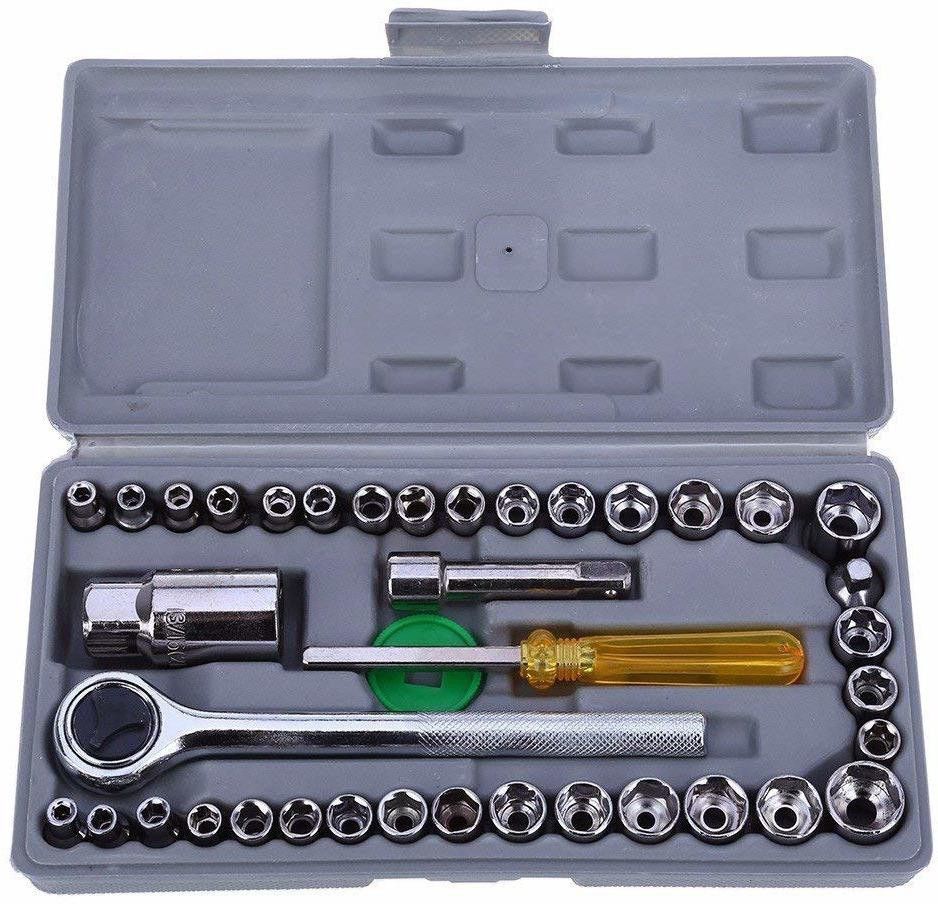surabhi 40 in 1 Screw Driver Set PCS Automobile Motorcycle Tool Box Set Socket Wrench Sleeve Suit Hardware Auto Car Repair Tools Socket Wrenches Screw Driver Set Hand Tool Kit Socket Set-picture-23
