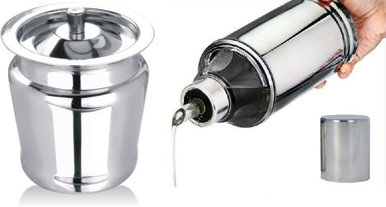 500 ml Stainless Steel Apple shaped ghee pot (300 ml) and Oil dropper Cooking Oil Dispenser Set-image-23
