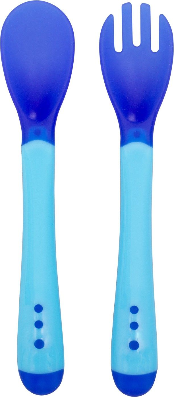 small wonder Kids Spoon & Fork Heat Sensitive Set, Temperature Sensing & Color Changing- Silicone-picture-0