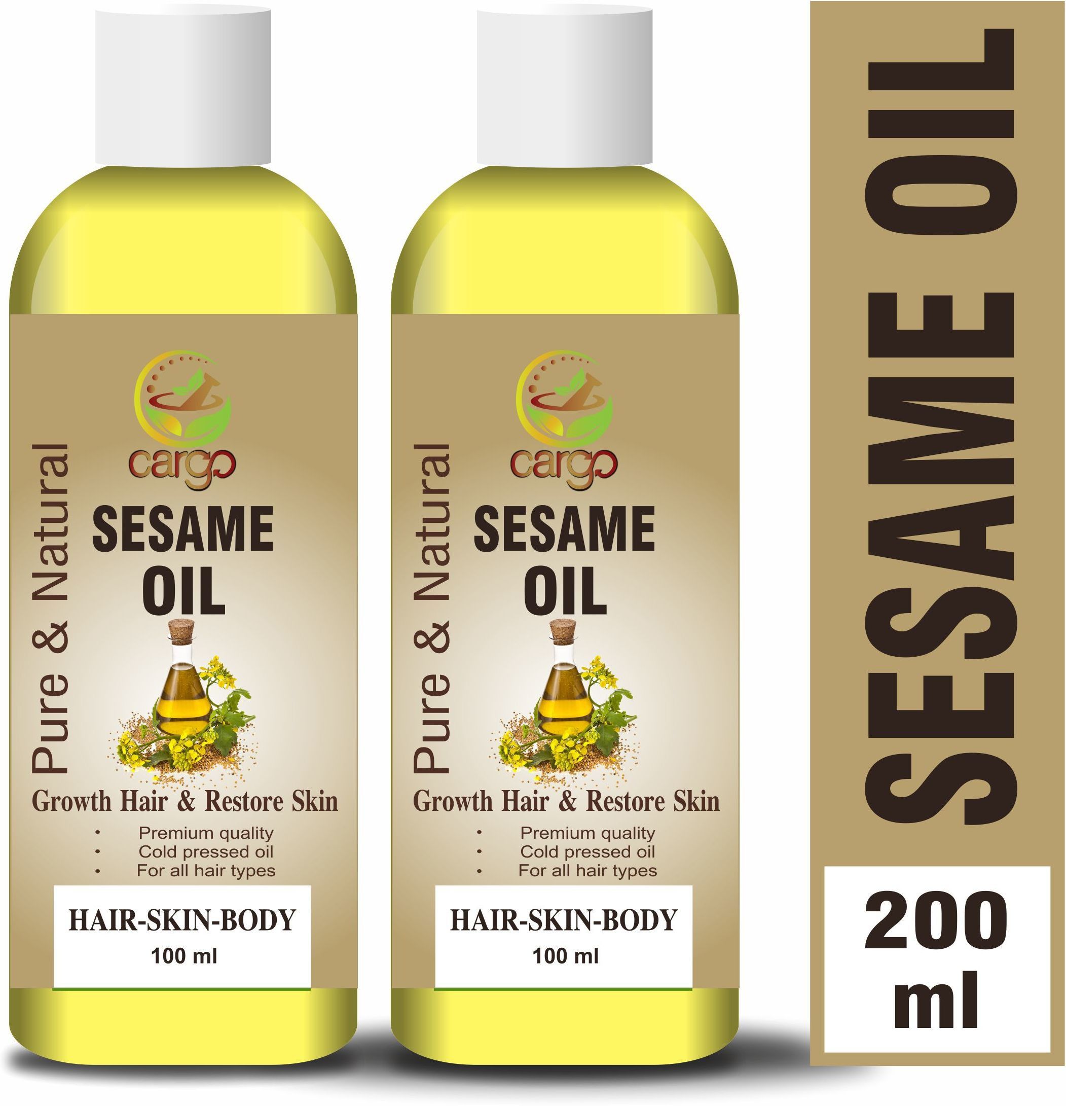 Cold Pressed Sesame Oil for Skin, Body & Hair Oil-200ML Hair Oil