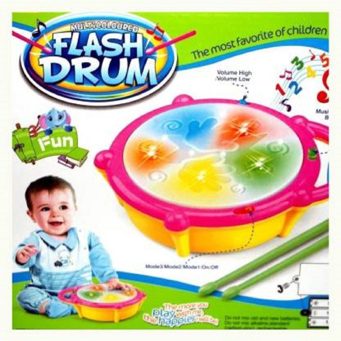 Kids Flash Drum Set With Music and Lights Electronic Touch Flash Visual 3d Lights with 3 game mode & Dynamic Music Toy For Kids and for Return Gift-image-39