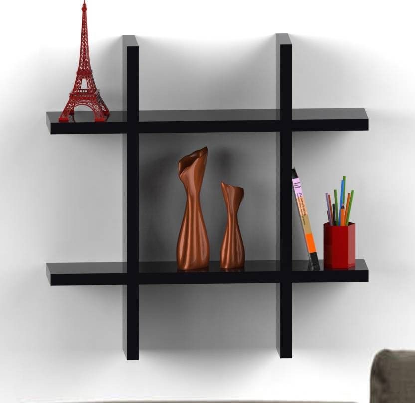 maaz handicrafts Aldo Shelves For Home Decor (Black) MDF (Medium Density Fiber) Wall Shelf-picture-52