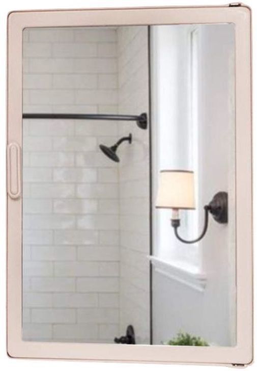 burhani Bathroom Storage Cabinet Marc Shelves with Tooth Brush Holder, Mirror Door (14x10x4 Inch, Ivory) Acrylic Wall Shelf-picture-27