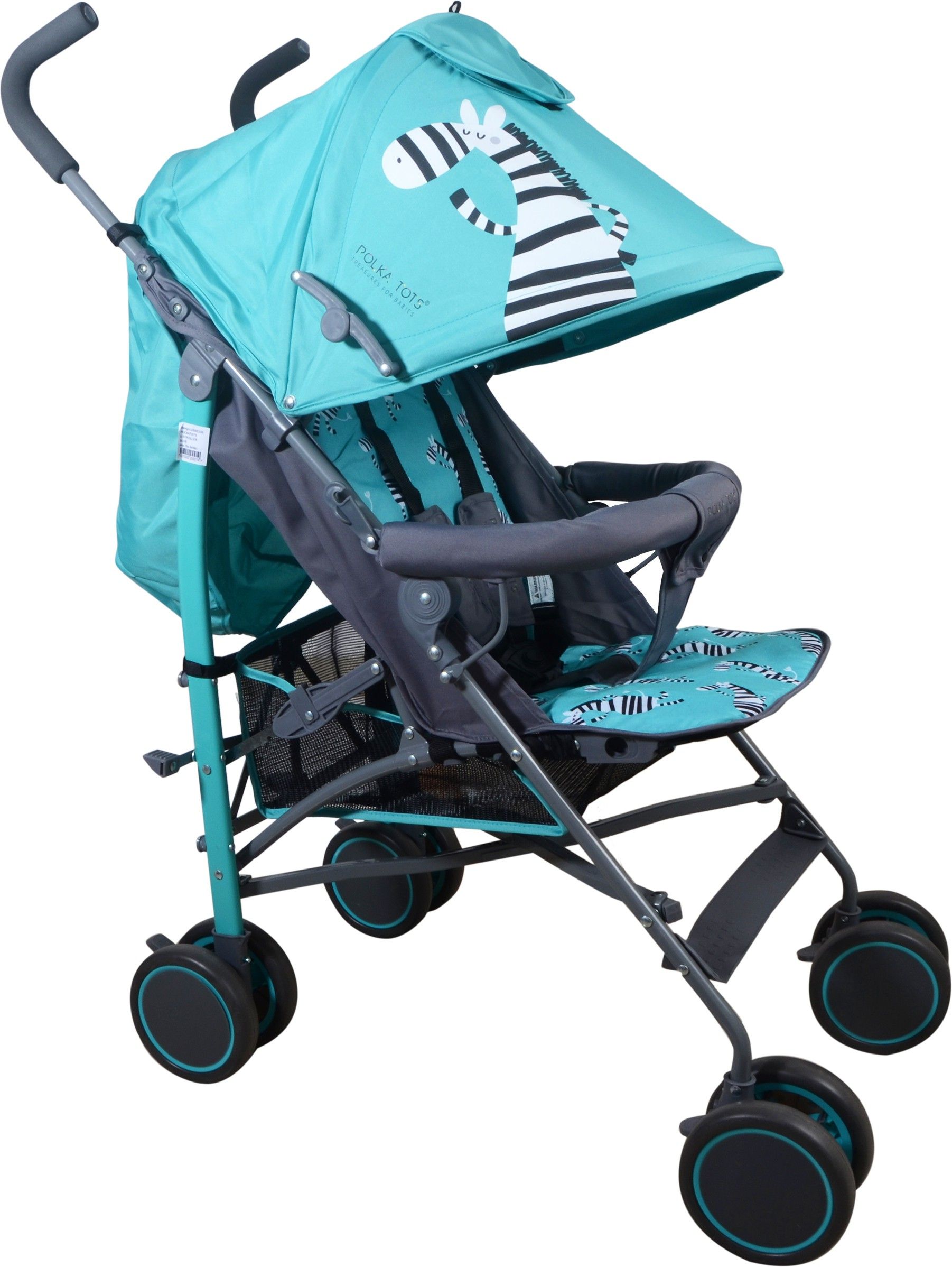 polka tots Lightweight Umbrella Zebra Pram for 0-3 Years Baby/Kids, 5 Point Safety Harness Stroller-picture-17