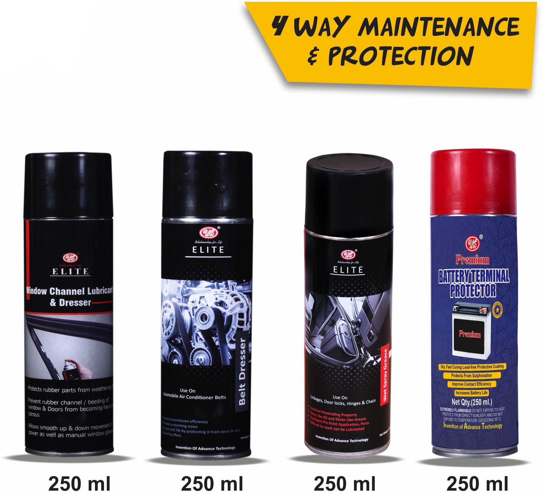 ue Car Care Kit (Window Channel Dresser, Belt Dresser, Wet Sprayable Grease, Battery Terminal Coating) Combo-picture-13