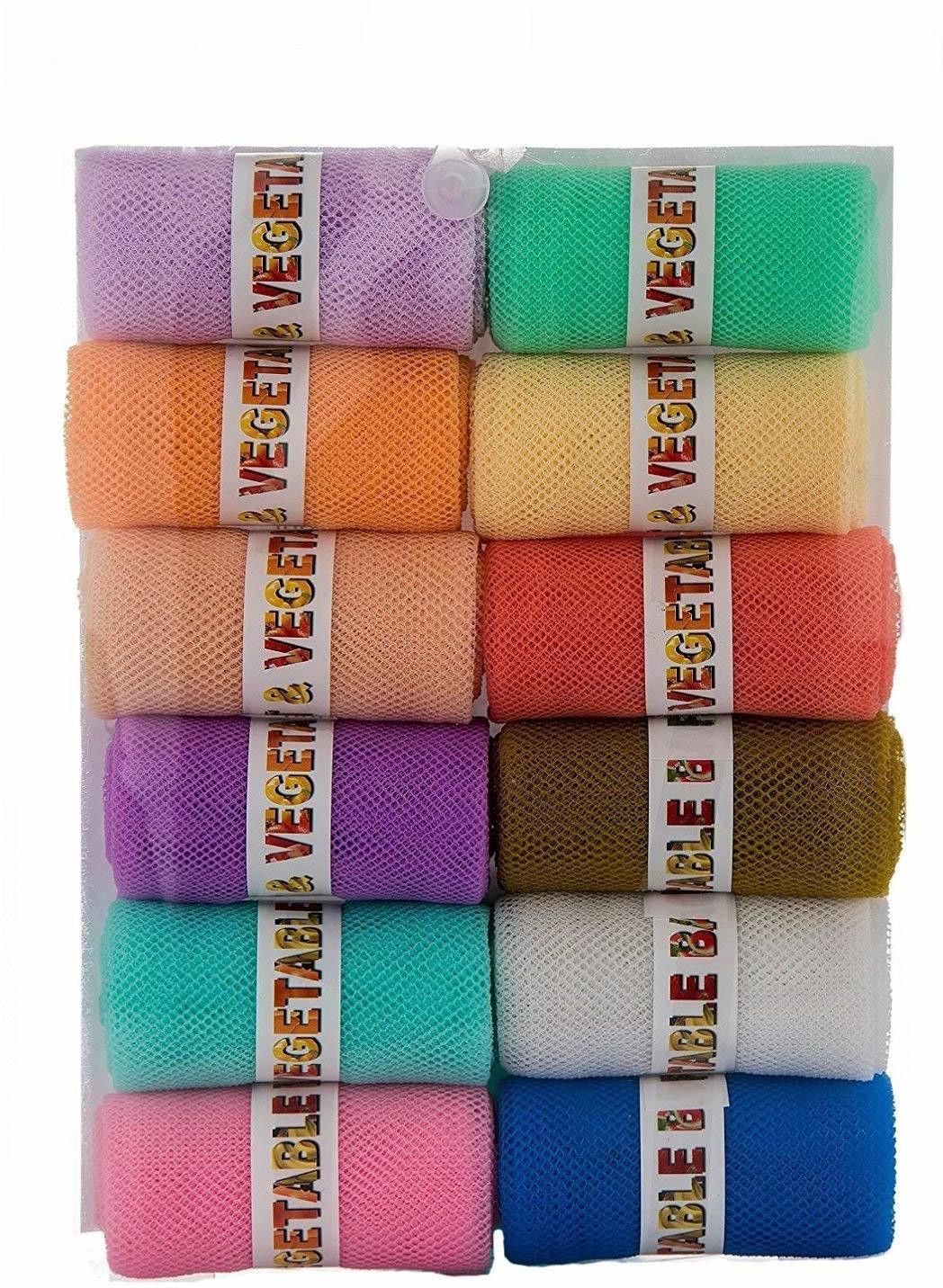 Multi-purpose Vegetables Fruits Mesh Fridge Storage Washable Zip Bags PACK OF 12 Pack of 12 Grocery Bags