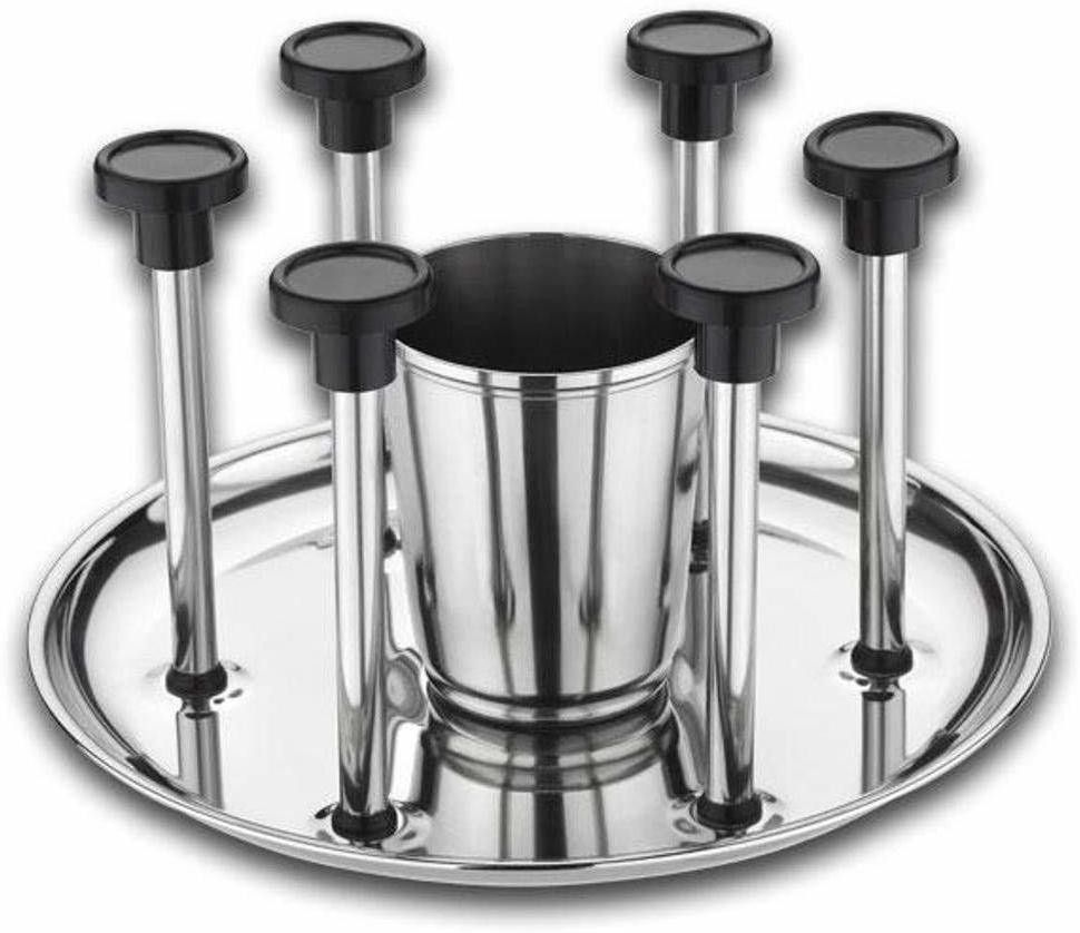 Kitchenware Glass and Spoon Organiser Super for 6 Glasses and Cutlery Glass Stand Stainless Steel Glass Holder-image-6