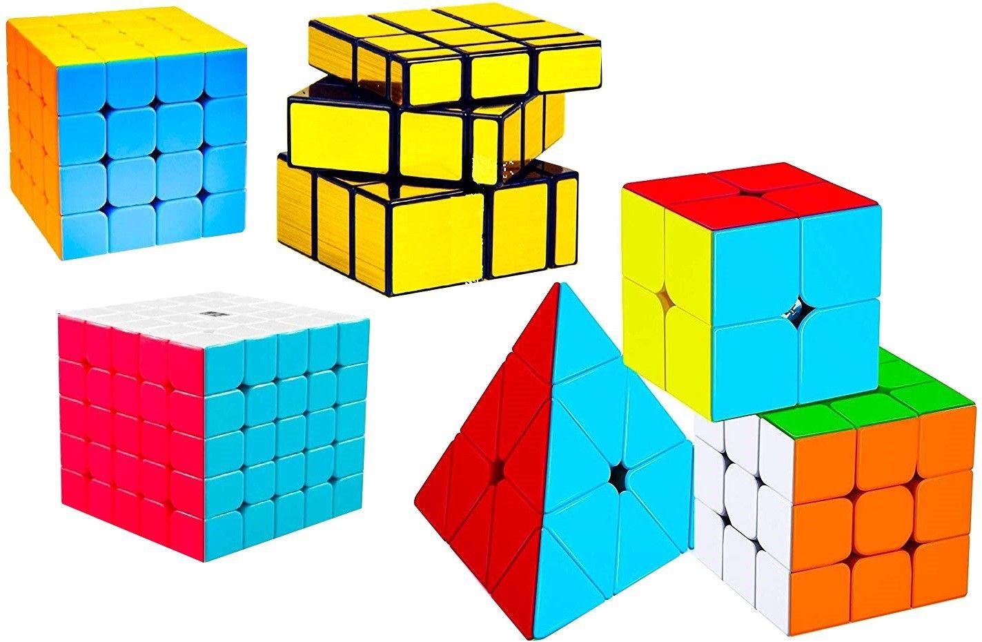 authfort 2x2, 3x3, 4x4, 5x5, Triangle Pyramid & Gold magic Mirror Speed cube Toy-picture-13