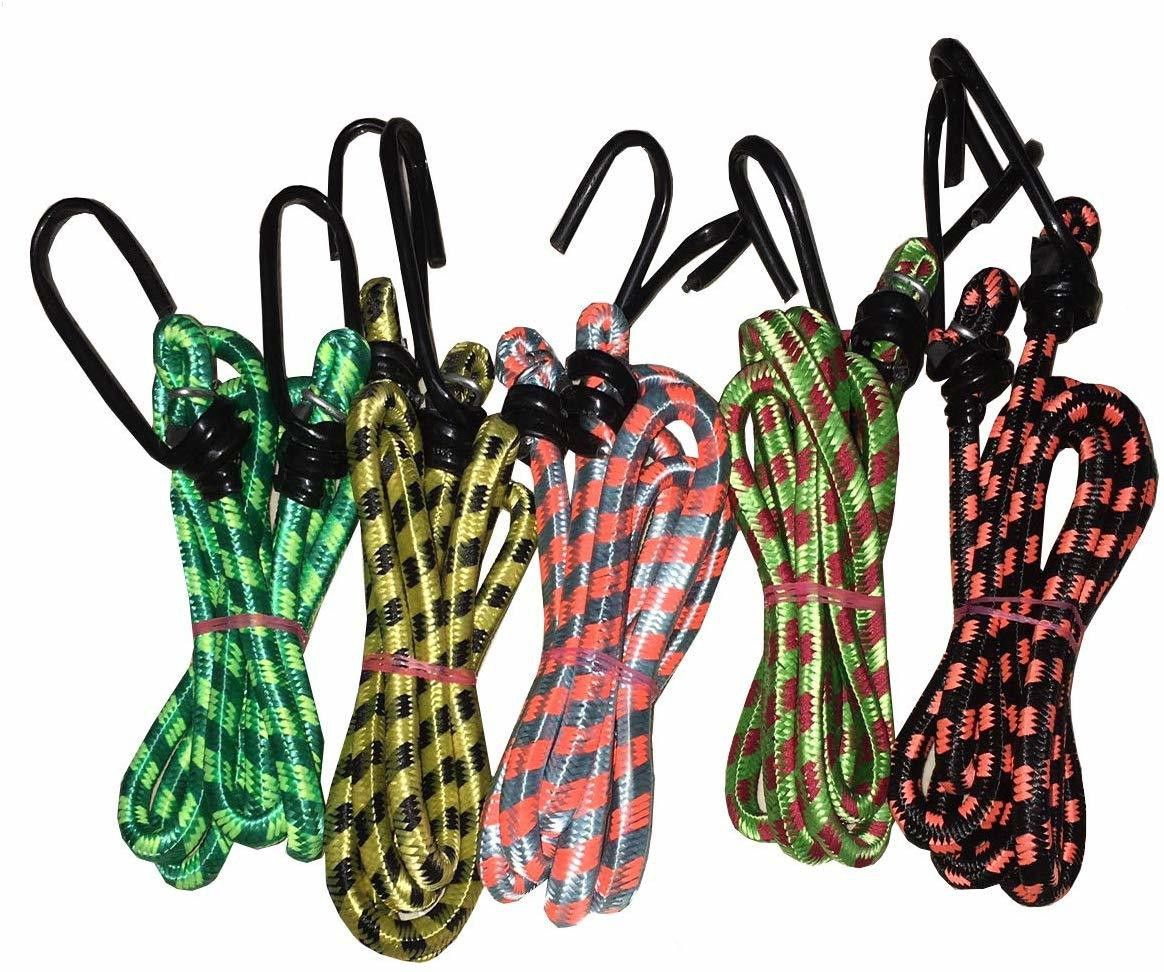 Multipurpose Ultra Strong & Flexible Bungee Rope/Bike Luggage Rope Pack of 5 Multicolor