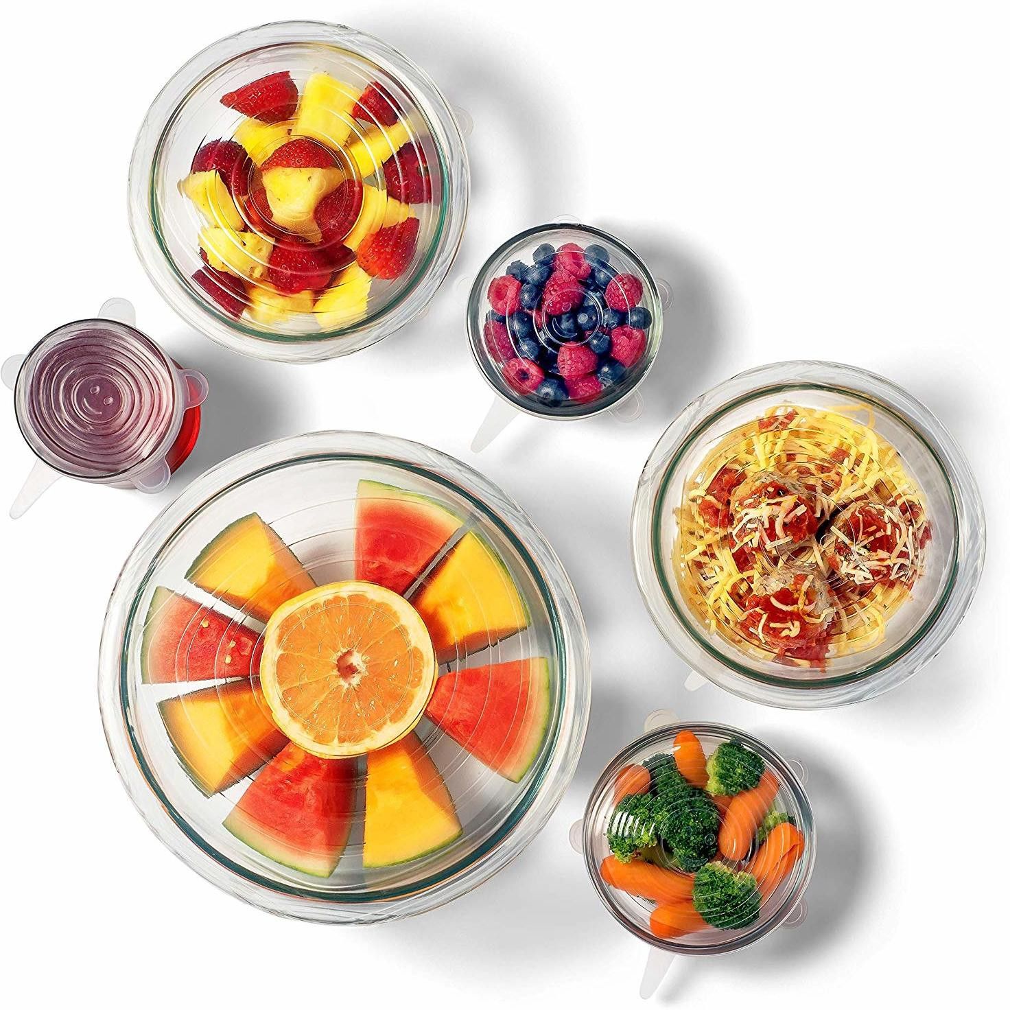 Silicone Bowl Cover, Reusable Silicone lids for Bowls Stretchable, 6 Different Sizes of lid for Microwave Vessel Cover lid Set for Cups Mugs (Round Design Lid (6 Pcs)) 7 inch Lid Set-image-8