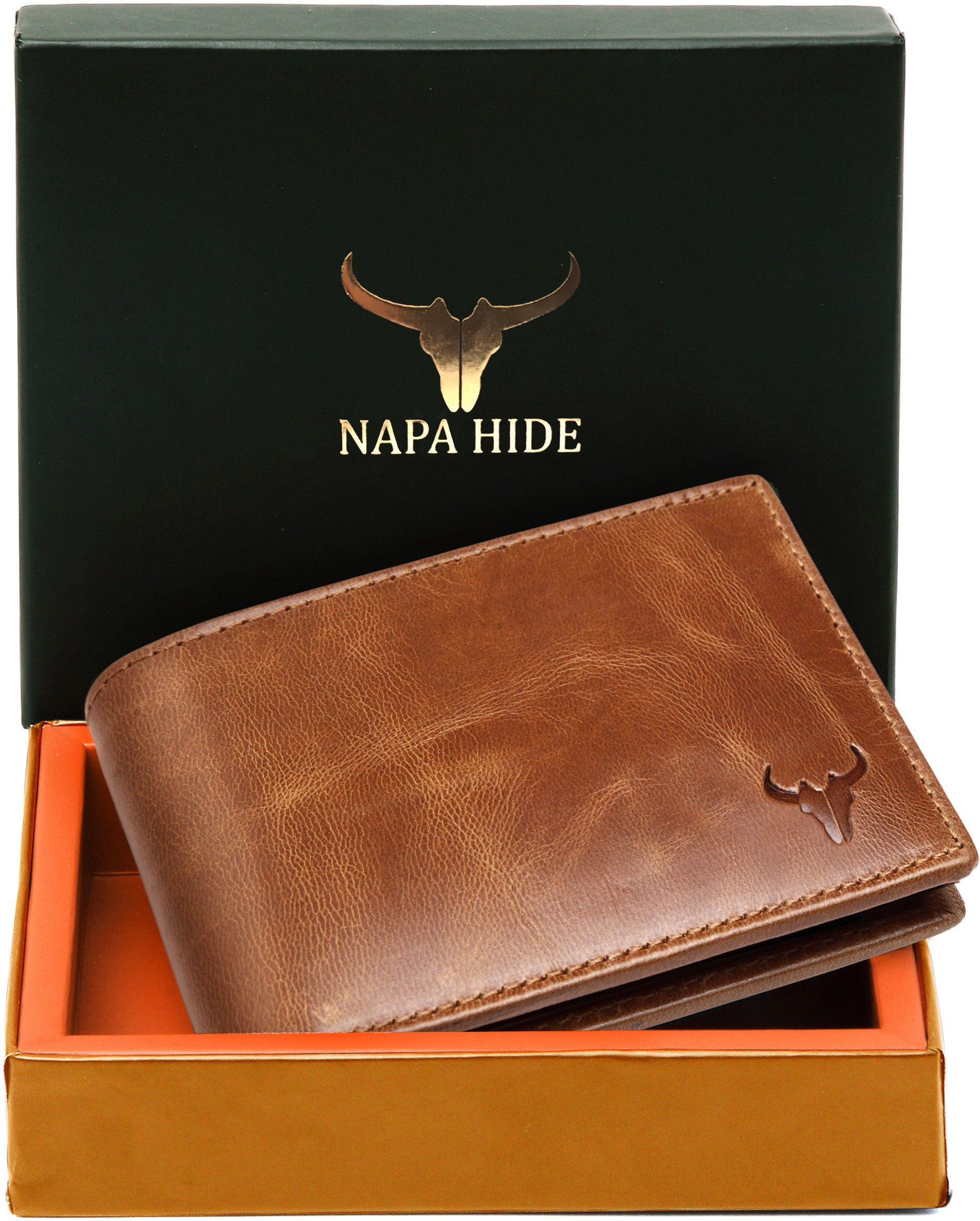 Men Tan Genuine Leather RFIDWallet - Regular Size-image-48