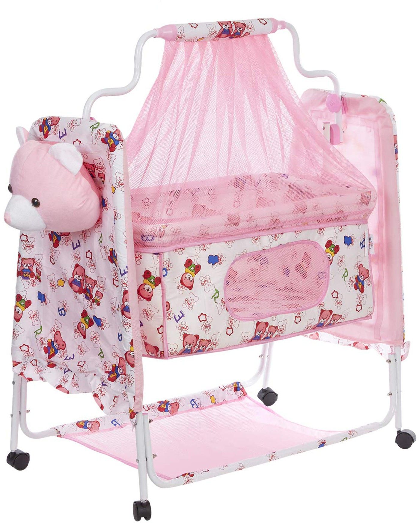 fun baby Newborn Baby LittleNest Pink Bassinet Cradle with Mosquito Net-Canopy And Wheels Recommened For Cradle For Baby With Net And Swing kids Cradle Baby Cradle Mosquito Net Cradle baby cradle jhula swing-picture-10