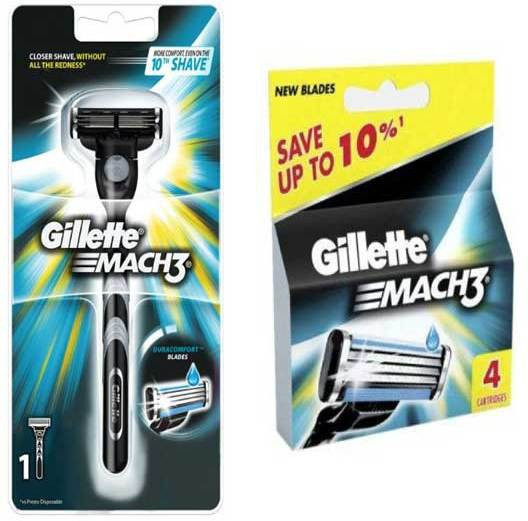 gillette Mach 3 Cartridges With Razor (5 Cartridges + Razor Handle), Men image 1
