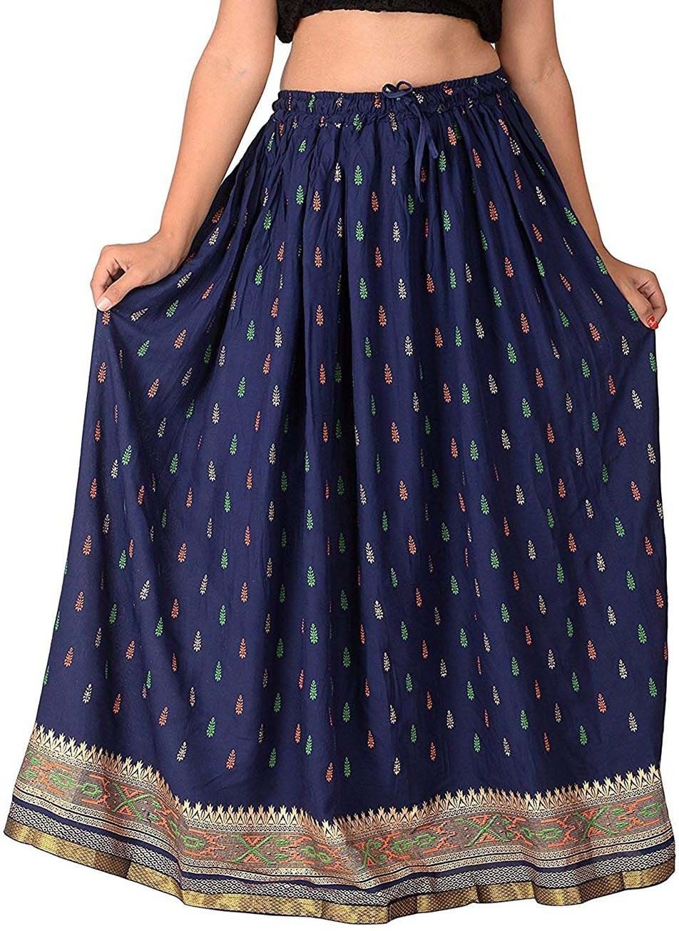 krishika Women Printed Gathered Blue Skirt-picture-23