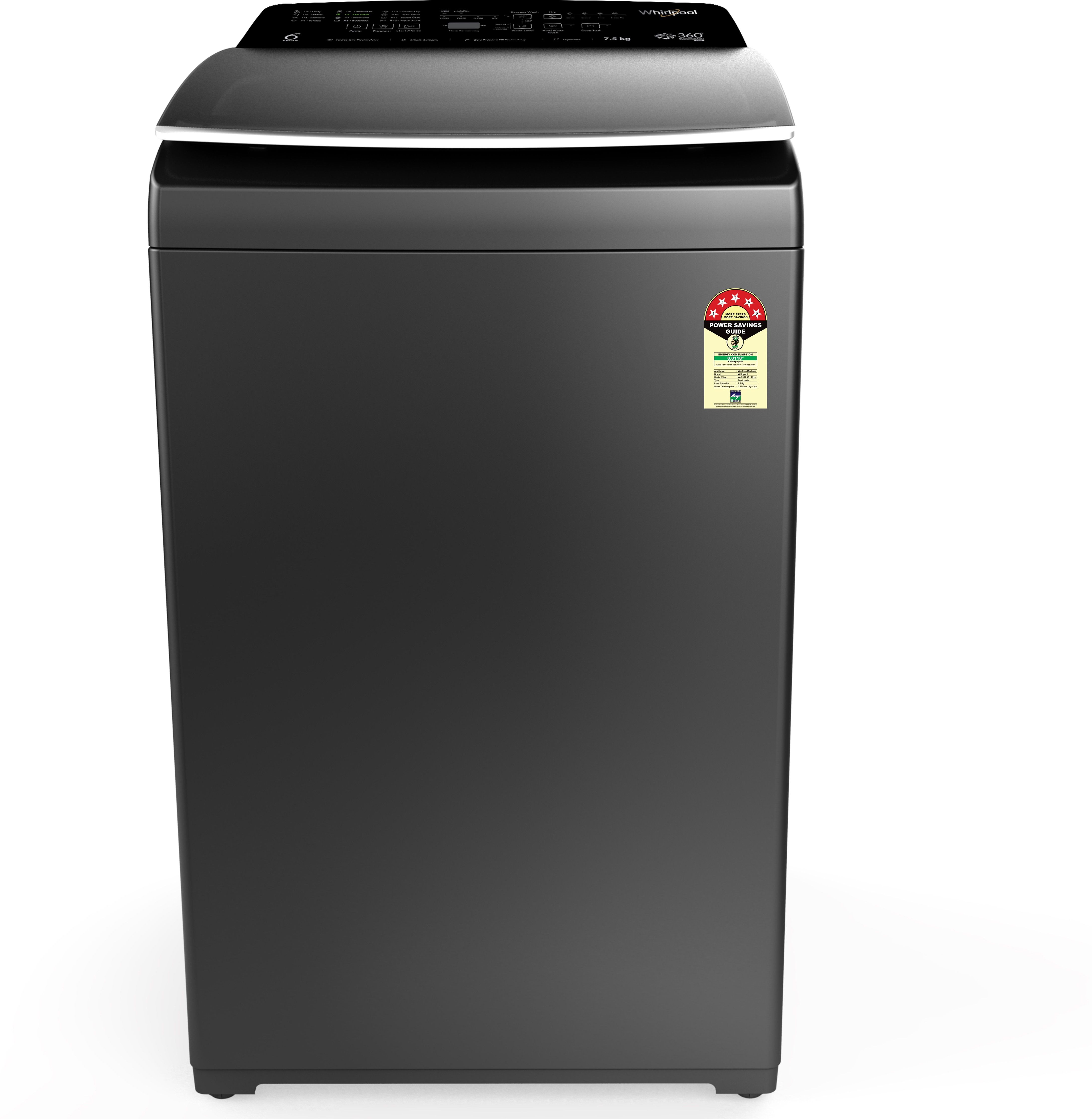 whirlpool 7.5 kg 5 Star, Inverter,With Hard water wash Fully Automatic Top Load Grey-picture-10