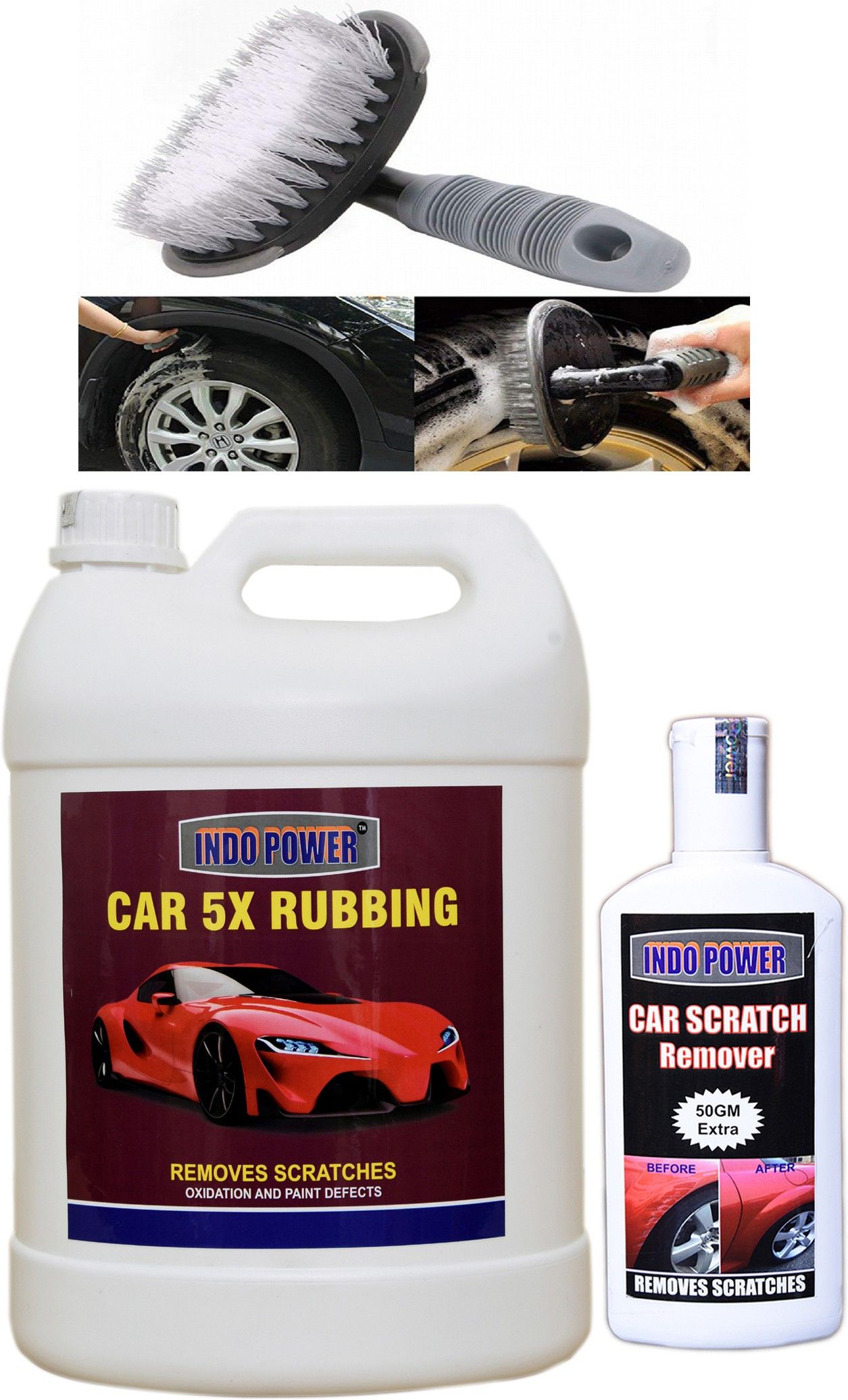 indopower TOP NEW633-CAR 5X RUBBING 5kg+ Scratch Remover 200gm.+All Tyre Cleaning Brush TOP637 Vehicle Interior Cleaner-picture-13