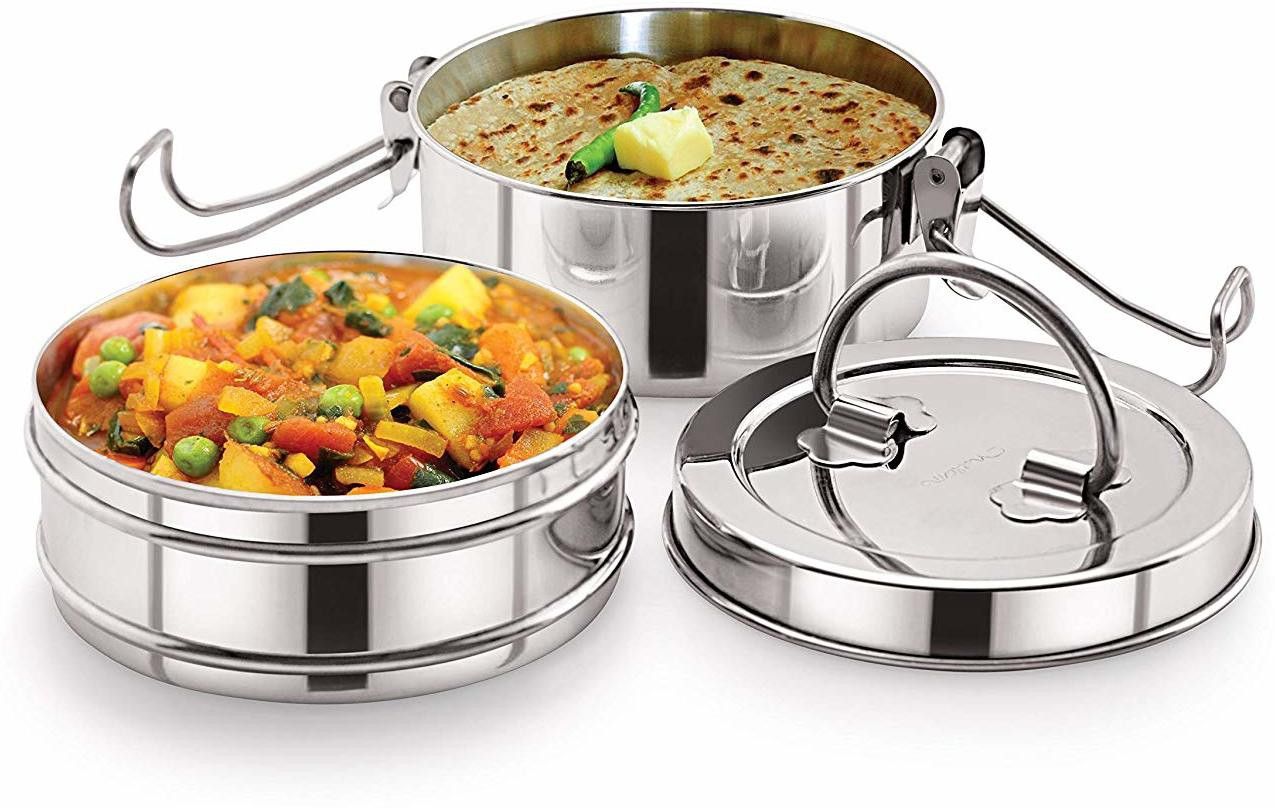 Stainless Steel clip Tiffin sada, 8x2 Containers Lunch Box 2 Containers Lunch Box 2 Containers Lunch Box
