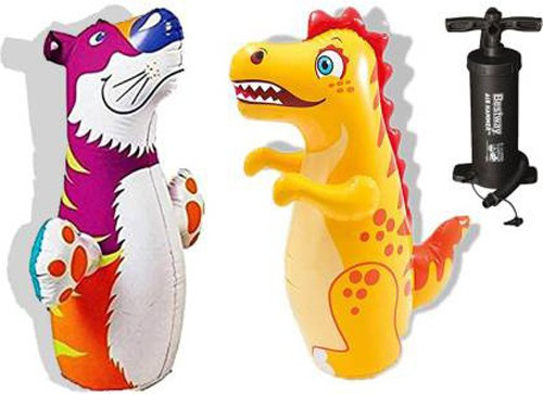 hornflow Combo Dragon & Bop Shape 3-D Punching Hit Me Bag, with Air Filling Pump for Kids Inflatable Bouncer (Multicolor) Inflatable HitMe Toys image 1