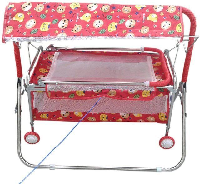 Swing,Jhula,Cradle with Mosquito Net, Umbrella and Wheels Bassinet