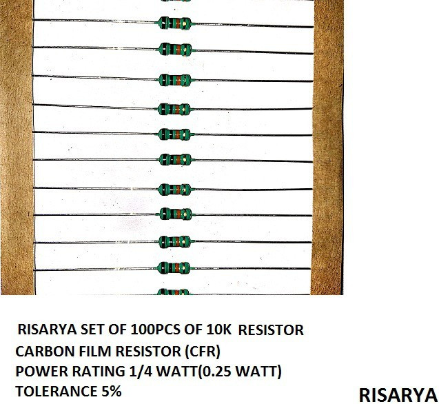 risarya 10K-OHM RESISTOR,100PCS,CFR,5%,1/4 WATT Fixed Resistor image 1