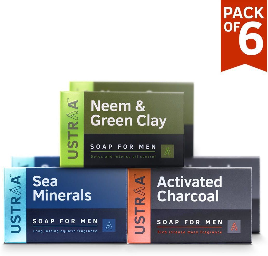 Deo Soap with Sea Minerals, Activated Charcoal and Neem & Green Clay, 100 g (Pack of 6)-image-45