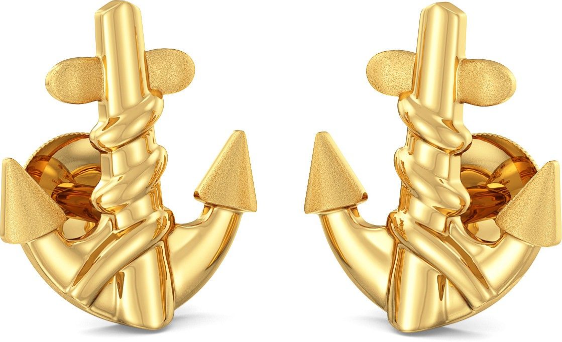 Joyalukkas Anchor Yellow Gold 22kt Stud Earring-picture-17