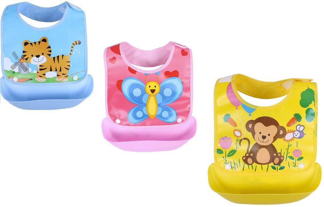 Silicone Baby Detachable Waterproof Apron Bibs (Set of 3)-image-39