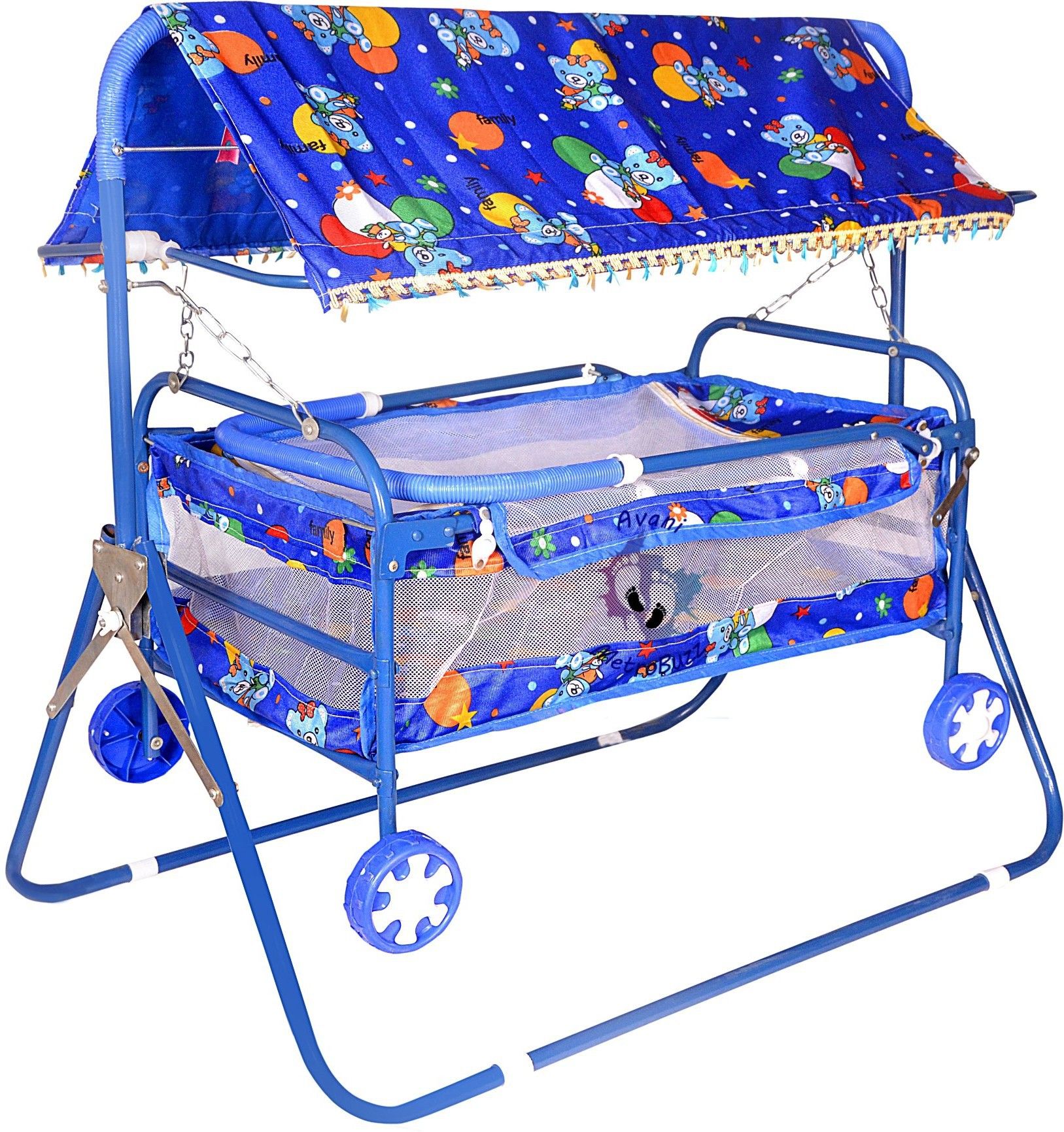 avani metrobuzz Baby Blue Bassinet, Cradle and stroller with mosquito Net Blue Bassinet-picture-13
