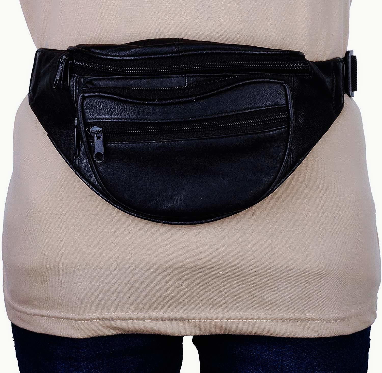 RS ENTERPRISES Leather Black Men Women Waist Bag ( Black) waist bag-picture-10