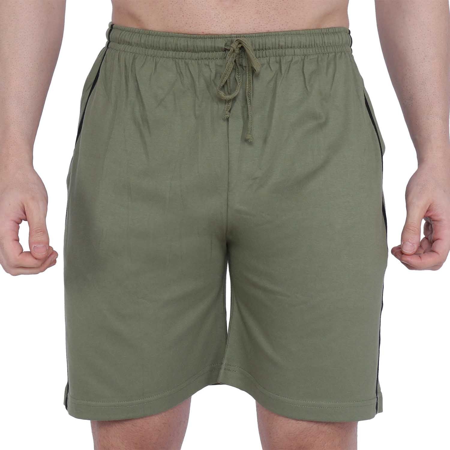 Solid Men Green Regular Shorts-image-13