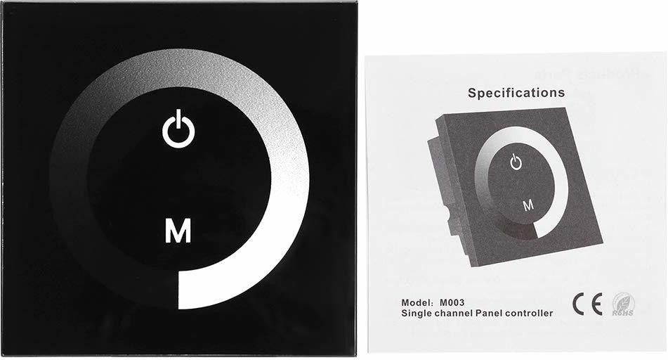 Touch Panel LED Light Dimmer Controller Switch, DC12V-24V 8A Wall-Mounted Touch Panel Brightness Adjustable M003 8 A Sliding 8 A Sliding Dimmer