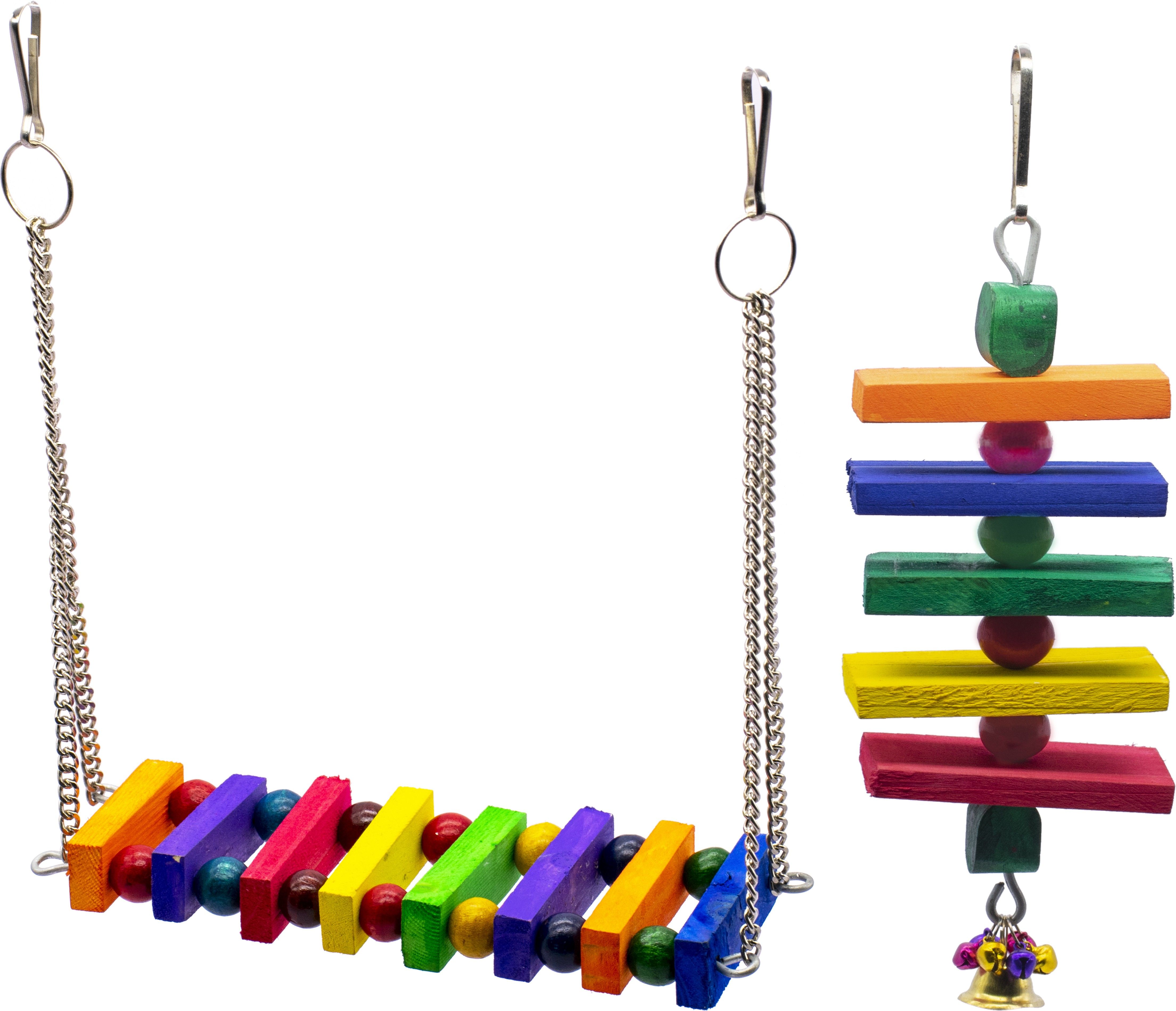 greenbirds TOYS Combo Of Colorful Wooden Swing & Beautiful Hanging Colorful Natural Wood Parrot Toys Cage Accessories Resting Toy Wooden Training Aid For Bird & Parrots Wooden Chew Toy, Training Aid, Perch For Bird-picture-16