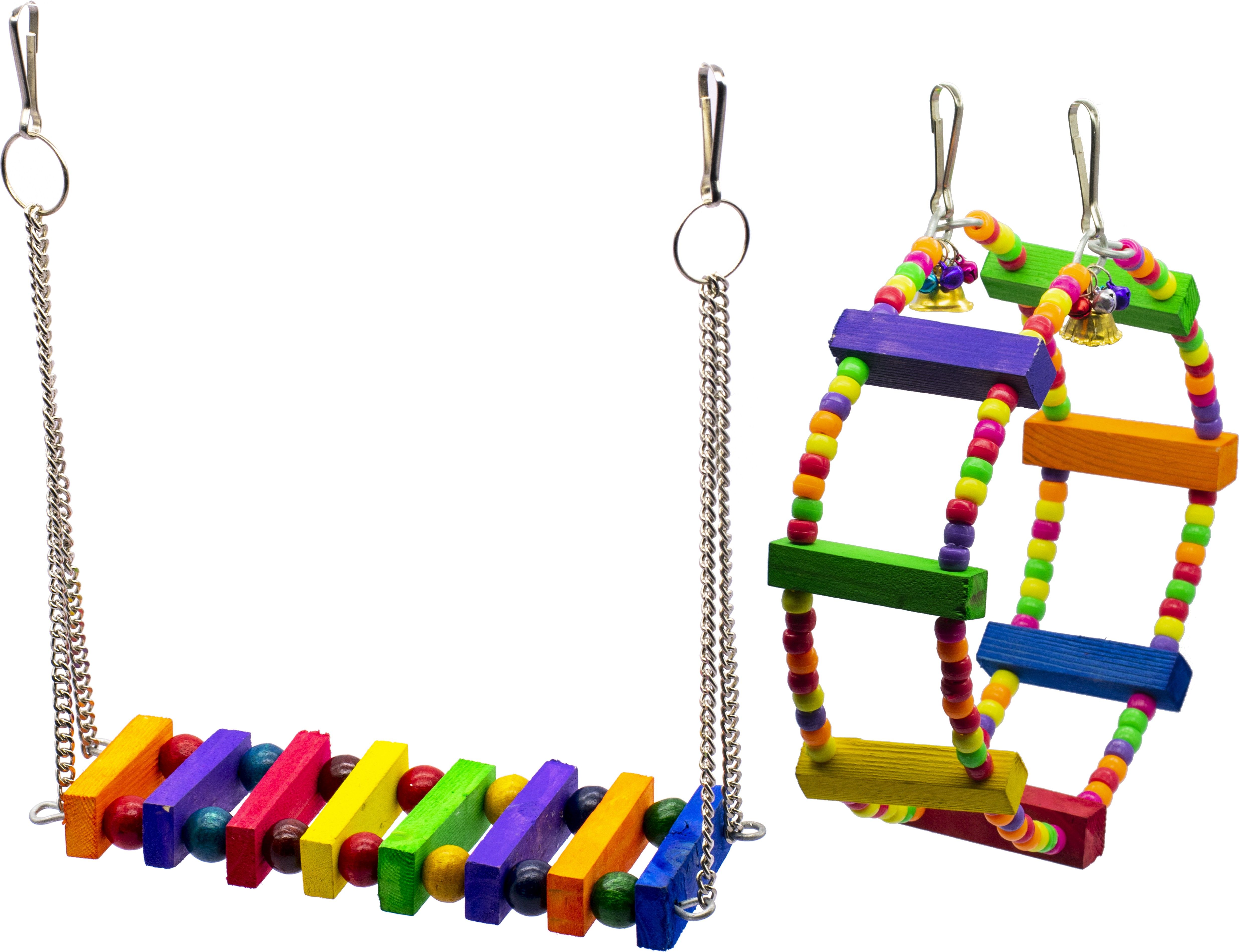 greenbirds TOYS Combo Of Colorful Wooden Swing & Ferris Wheel Swing Colorful Natural Wood Parrot Toys Cage Accessories Resting Toy Wooden Training Aid For Bird & Parrots Wooden Chew Toy, Training Aid, Perch For Bird-picture-31