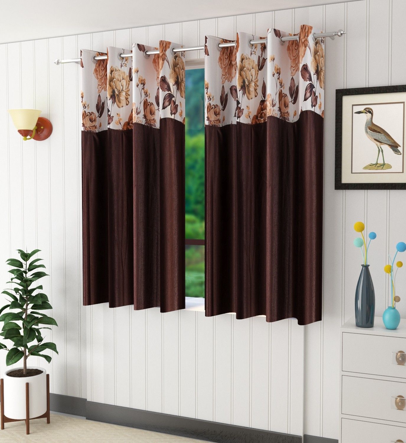 152.4 cm (5 ft) Polyester Semi Transparent Window Curtain (Pack Of 2)-image-22