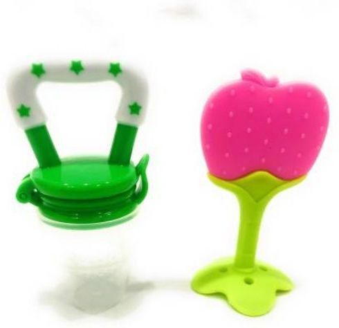 Fruit Shape Silicone Teether with Fruit Pacifier for Baby/Infant/Toddler (Combo Saver Pack of 2) Soother-image-13