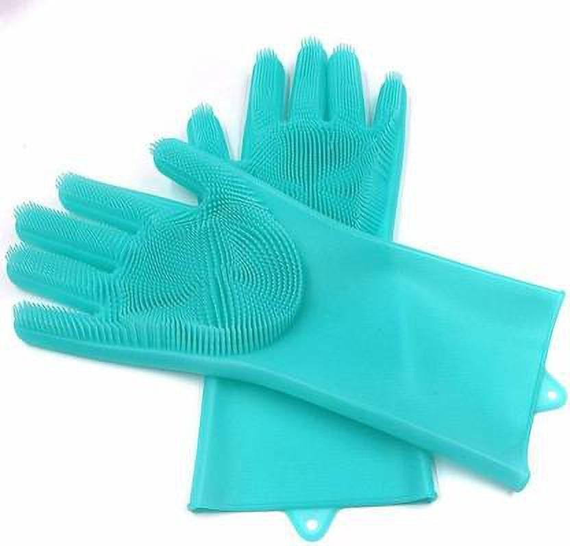 aadcart AAD CART Silicone Scrubbing Cleaning Gloves with Scrubber Wet and Dry Glove (Free Size) Gardening Shoulder Glove-picture-11