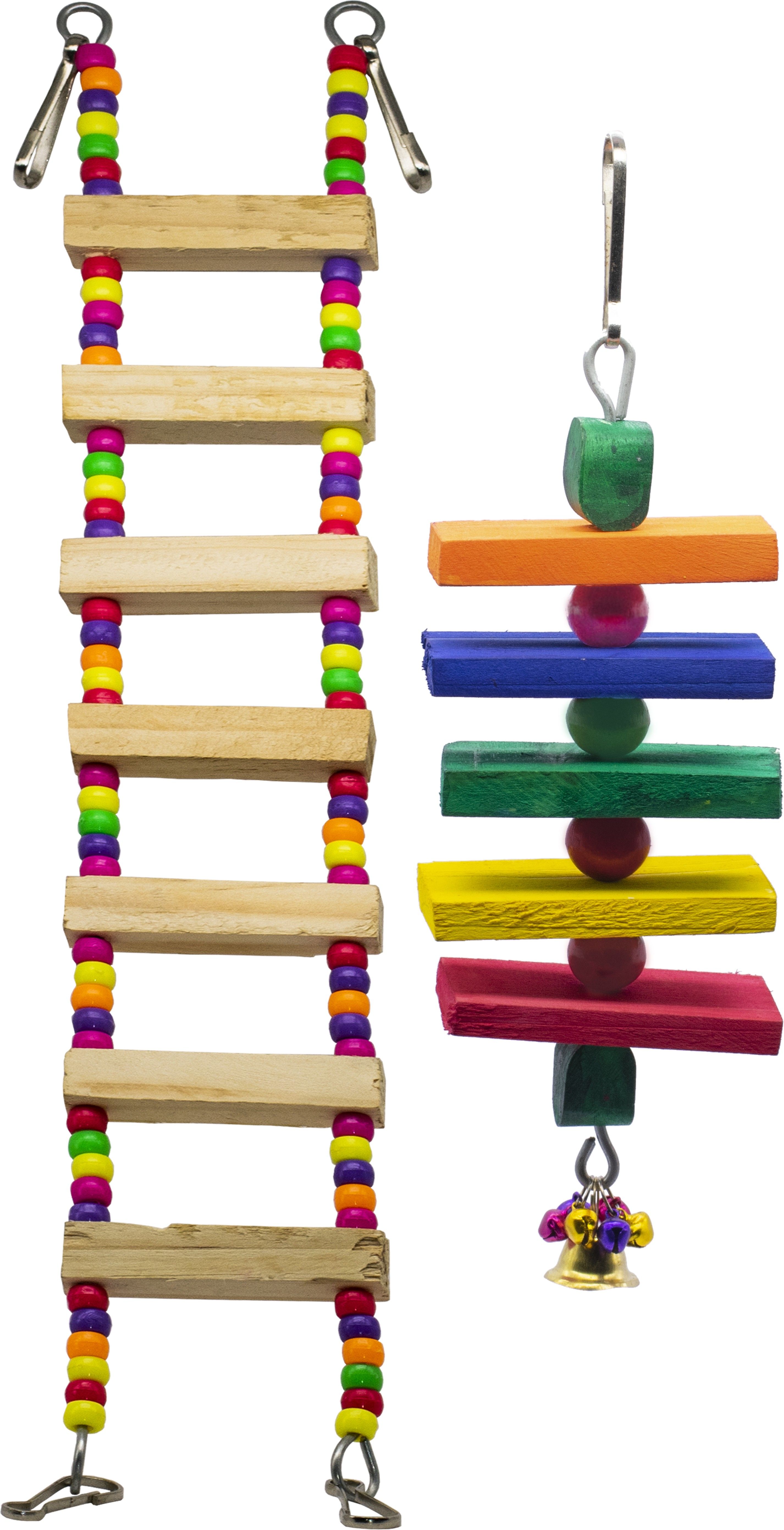 greenbirds TOYS Combo Of Colorful Wooden Ladder & Beautiful Hanging Colorful Natural Wood Parrot Toys Cage Accessories Resting Toy Wooden Training Aid For Bird & Parrots Wooden Chew Toy, Training Aid, Perch For Bird-picture-24