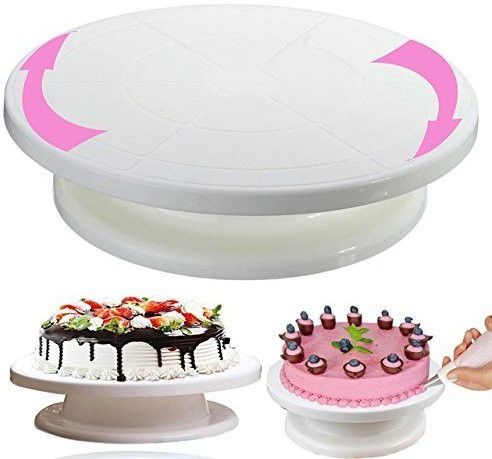 honch 360 Degree Rotating Revolving Cake Turn Table Plastic Cake Decorating Turntable Plastic Cake Server-picture-18