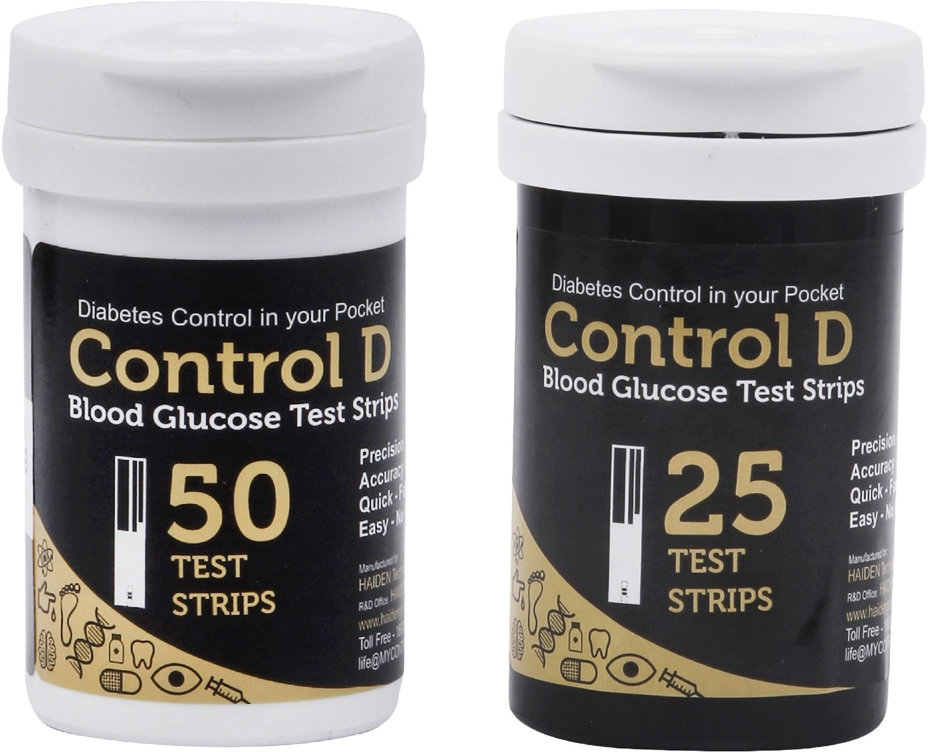 Control D Glucose Sugar Testing 75 Glucometer Strips image 1