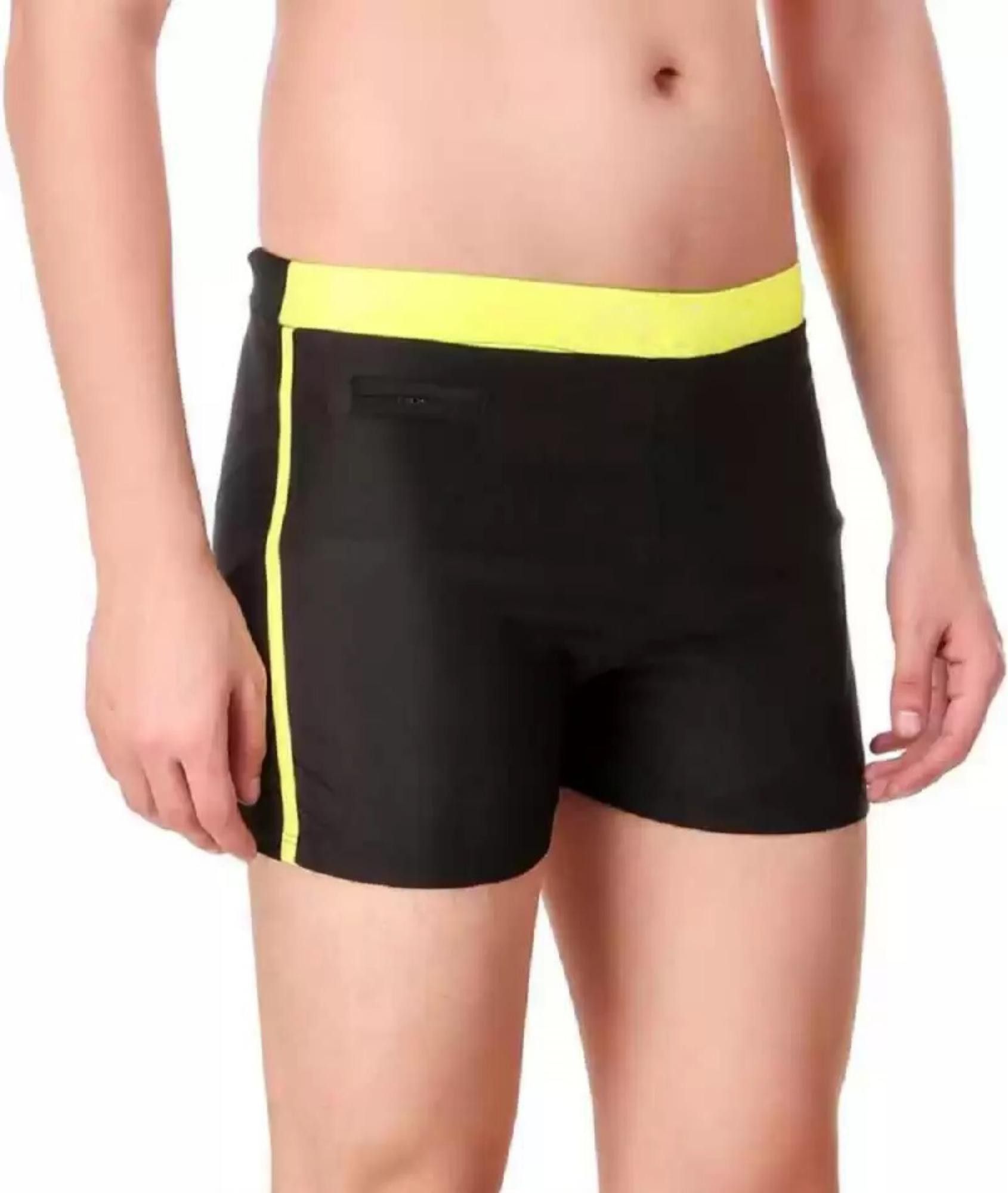 navex MEN'S SWIM COSTUME Solid Men Swim Bottom Black, Yellow Swimsuit-picture-17