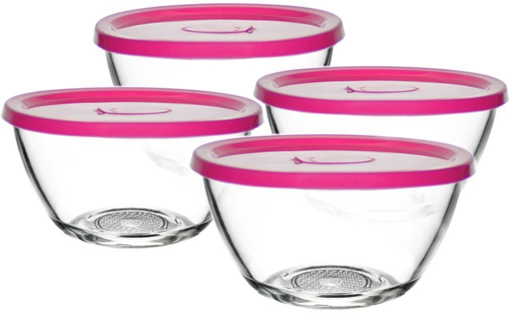 Glass Storage Bowl Glass Classic Bowl With Lid - 435ml, 4 Piece, Multicolour-image-5