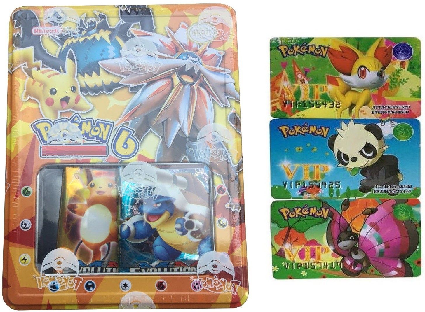 authfort Evolution Pokemon Playing Cards With Booster Pack and Tin Box With 3 VIP Cards Combo For Kids-picture-5