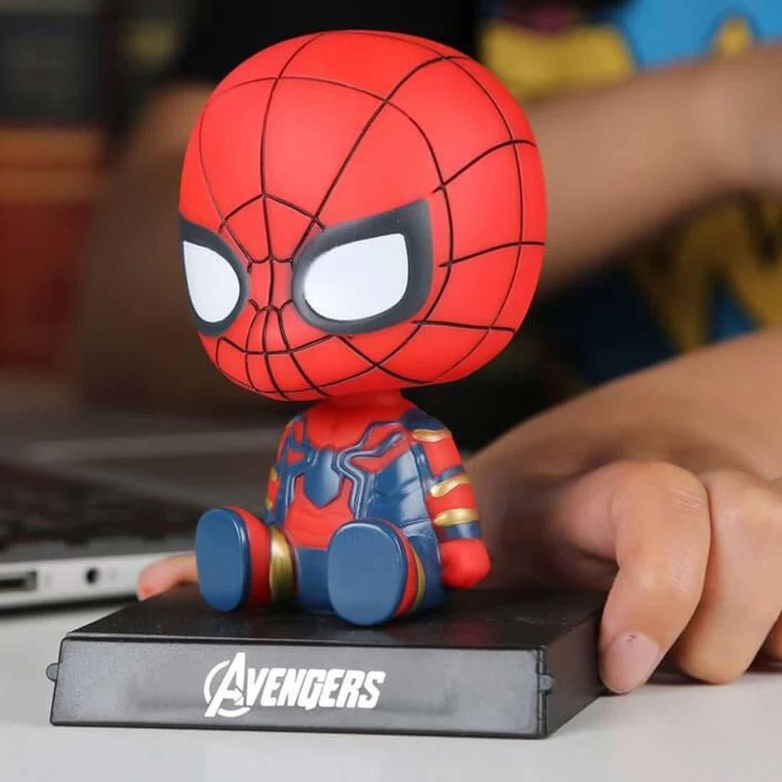 Super Hero Spiderman Action Figure Limited Edition, Marvel Comics Character|Avenger Spiderman| Bobblehead with Mobile Holder for Car Dashboard, Office Desk & Study Table (Pack of 1)-image-18