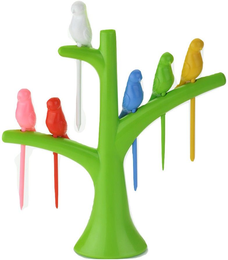 Happy Bird Fruit Fork Set Disposable Plastic Fruit Fork