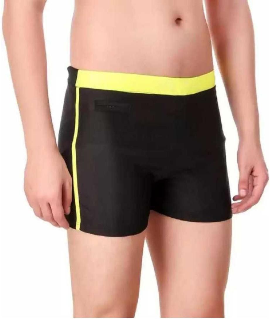 sportsholic Free Size Swimming Costumes For Men Solid Men Black Swimsuit-picture-17