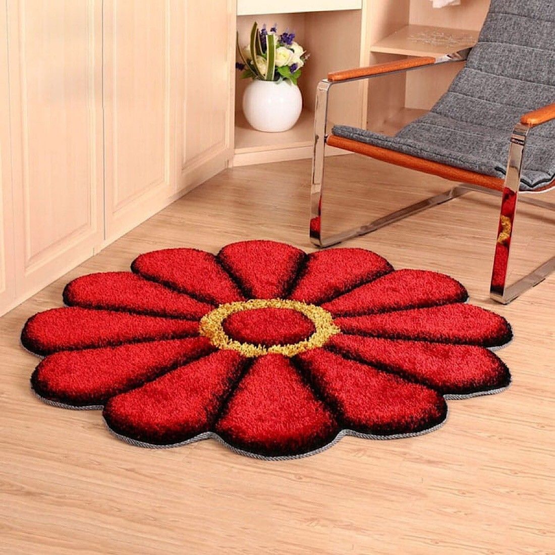shopgallery Red Polyester Area Rug-picture-29