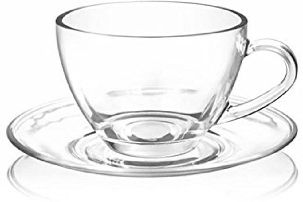 Pack of 12 Glass Glass Best Quality Designer Tea and Coffee Cup Mugs 6 cup 6 saucer clear-image-33