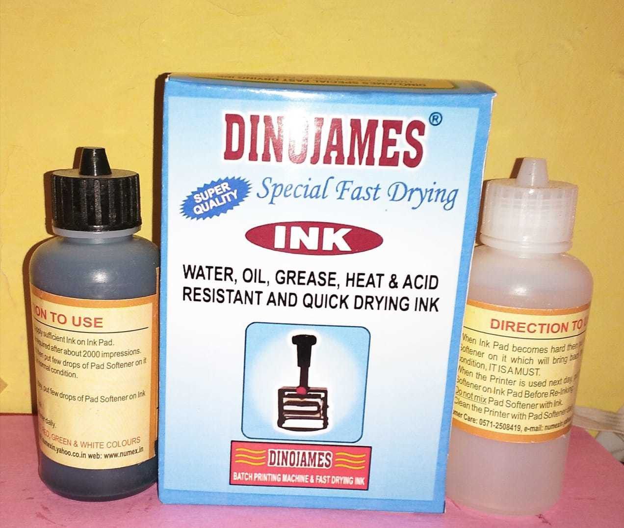 dinojames Fast Dryink Ink with Pad softener 100 ml- Black Stamp Pad Ink-picture-27